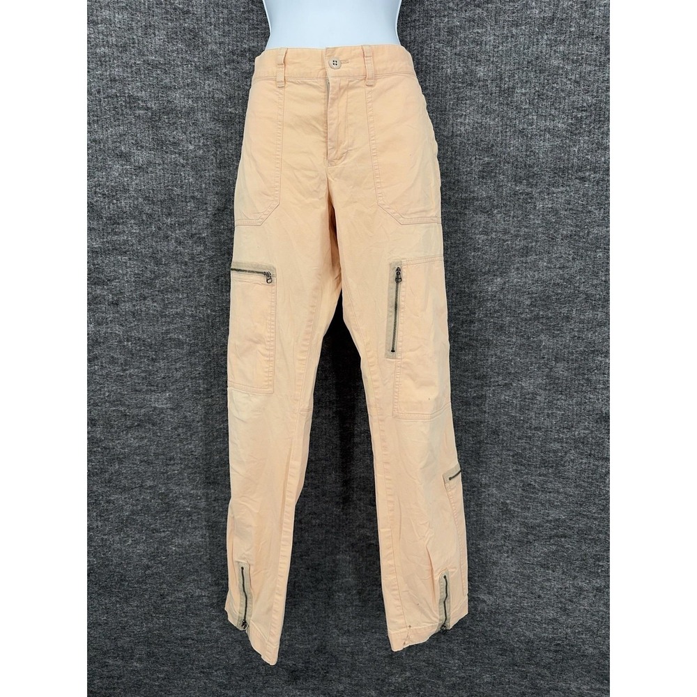 Vintage Ralph Lauren Pants Womens 10 Peach Cargo Twill Ankle Zip Stretch Utility